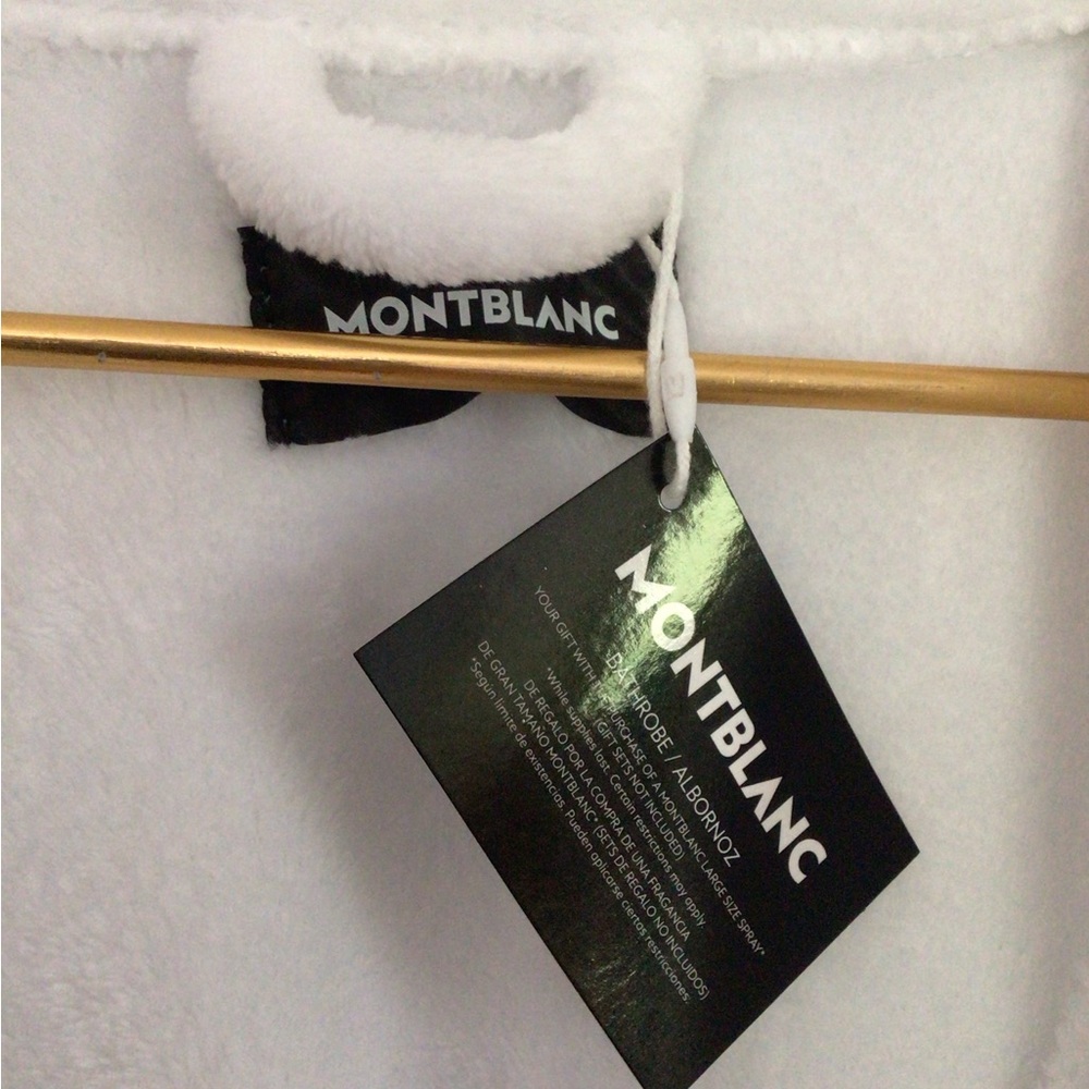 NWT MONTBLANC White Basic Lounge Bathrobe Robe One Size - Picture 4 of 4